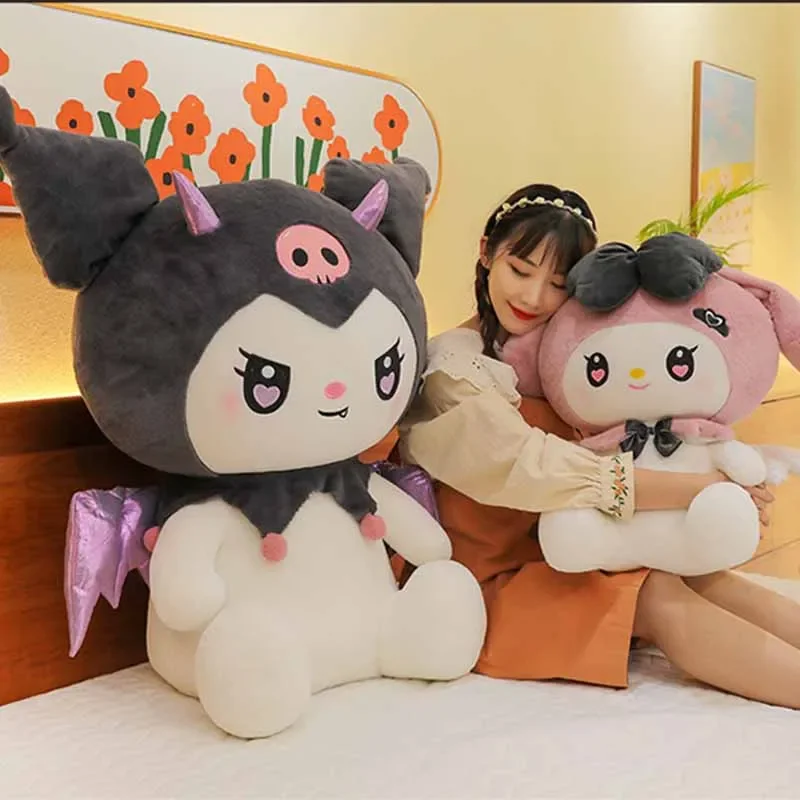 40CM sevimli Sanrio peluş bebek karikatür Kuromi dolması peluş bebek melodi peluş oyuncaklar yastık odası dekorasyon çocuk 3