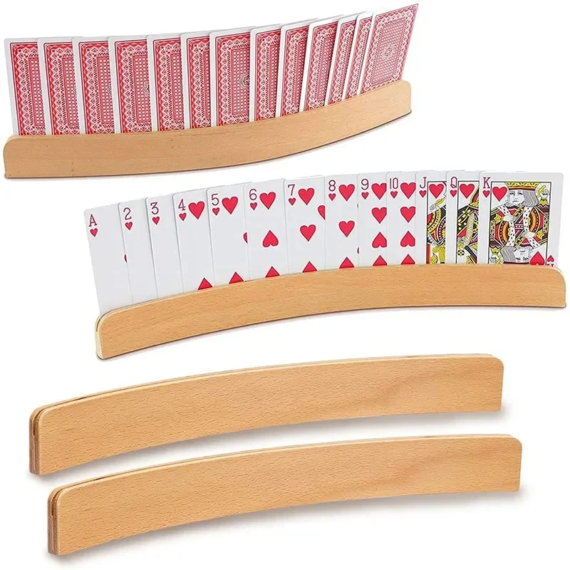 2/3/4Pcs Wooden Curved Playing Cards Holder Set playing cards