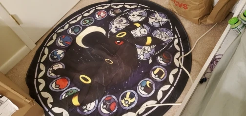 MINISO Disney Pokémon Cartoon Printed Round Carpet for Living Room Rugs Camping Picnic Mats Flannel Anti-Slip Rug Yoga Mat Gifts photo review