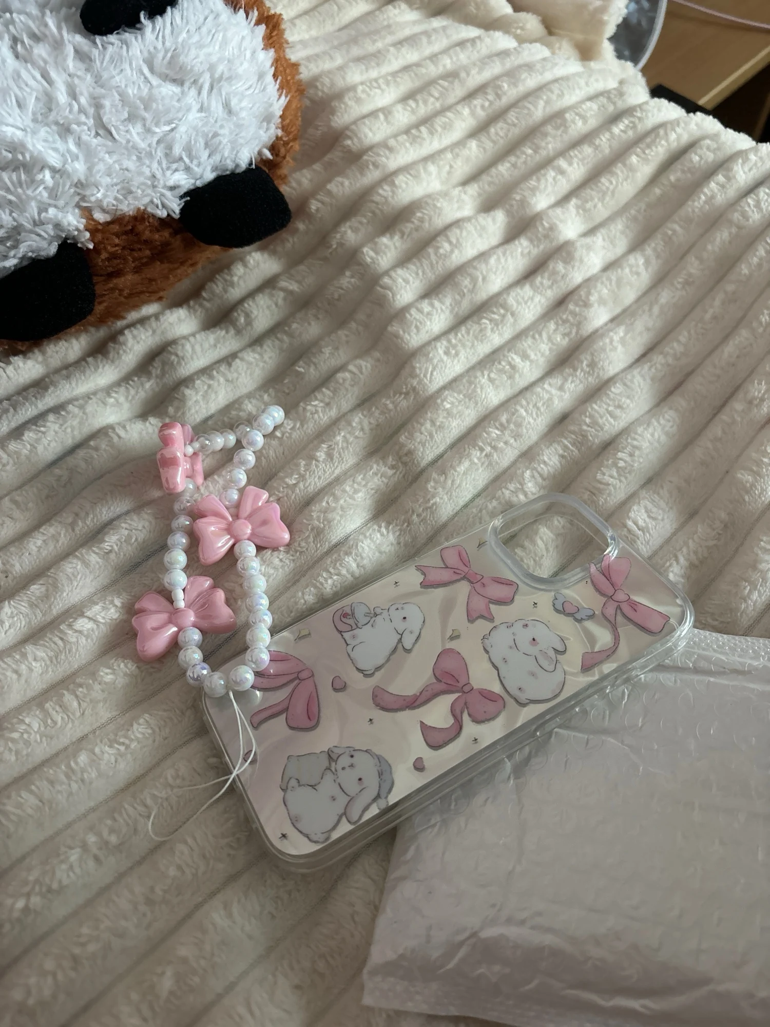 Pink Bow Bunny iPhone Case, customer photo