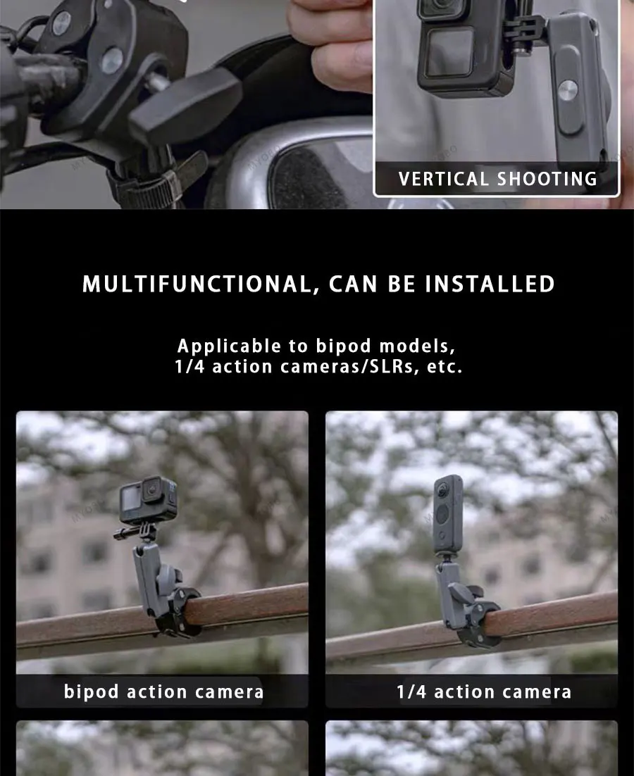 Description Picture 6 of itemMotorcycle Action Camera Mount Kit for Gopro & Insta360 Accessories Helmet Flexible Adhesive Holder Handlebar Clamp Mount Tripod