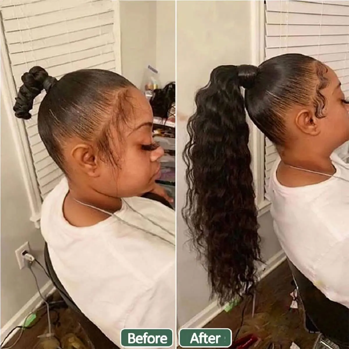 Water Wave Ponytail Human Hair Extensions Wrap Around Clip In Ponytail Extensions For Women 10-30 Inch Magic Paste Pony Tail human hair extensions