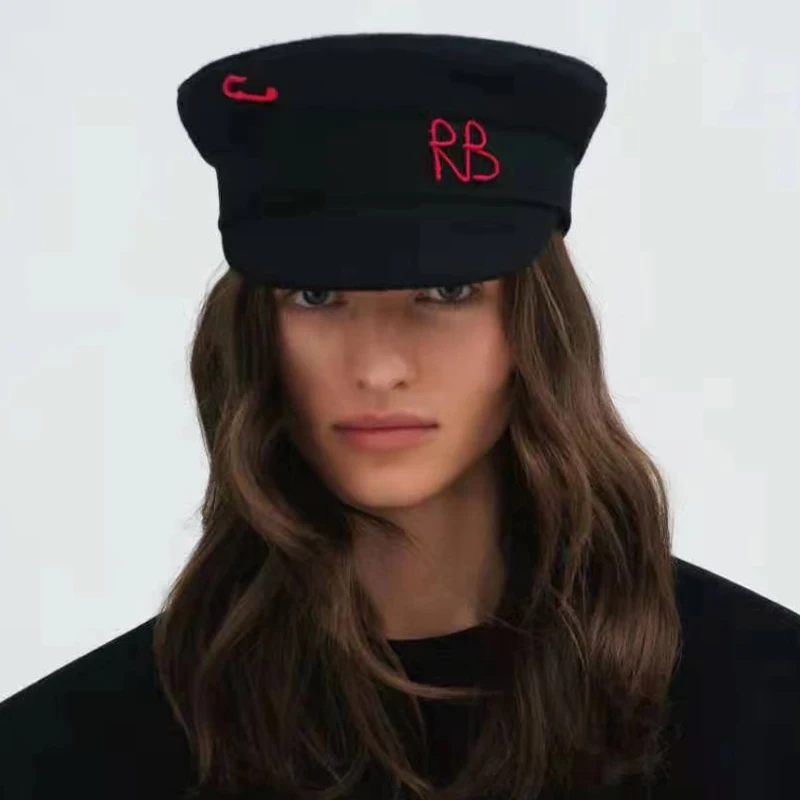 Cotton Newsboy Cap Monogram-embellished Women Winter Cap