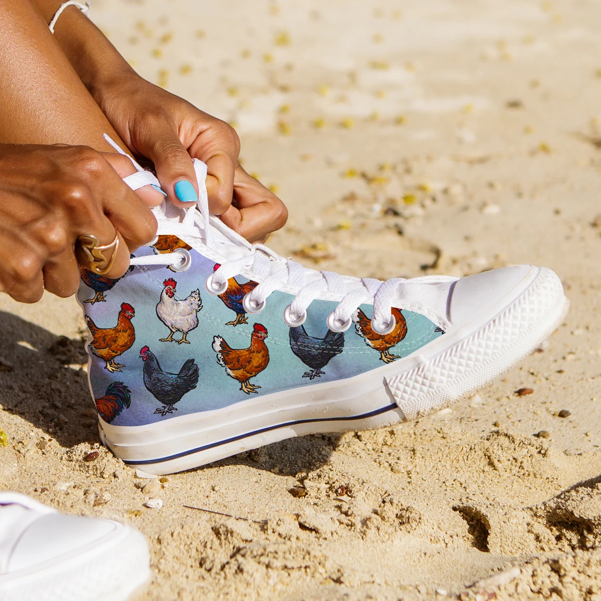 

Nopersonality Classic High Top Canvas Shoes comfortable Outdoors Walking Rooster Shoes Fashion Round Toe Simple Sneakers