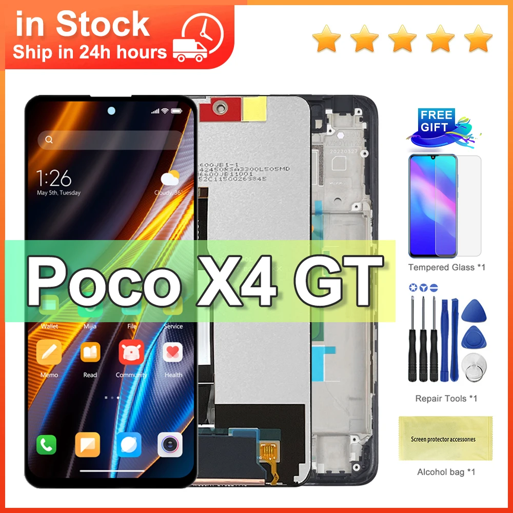 

6.6'' Original For Xiaomi POCO X4 GT 22041216G LCD Display Touch Screen Digitizer Assembly For Poco X4GT LCD With Frame