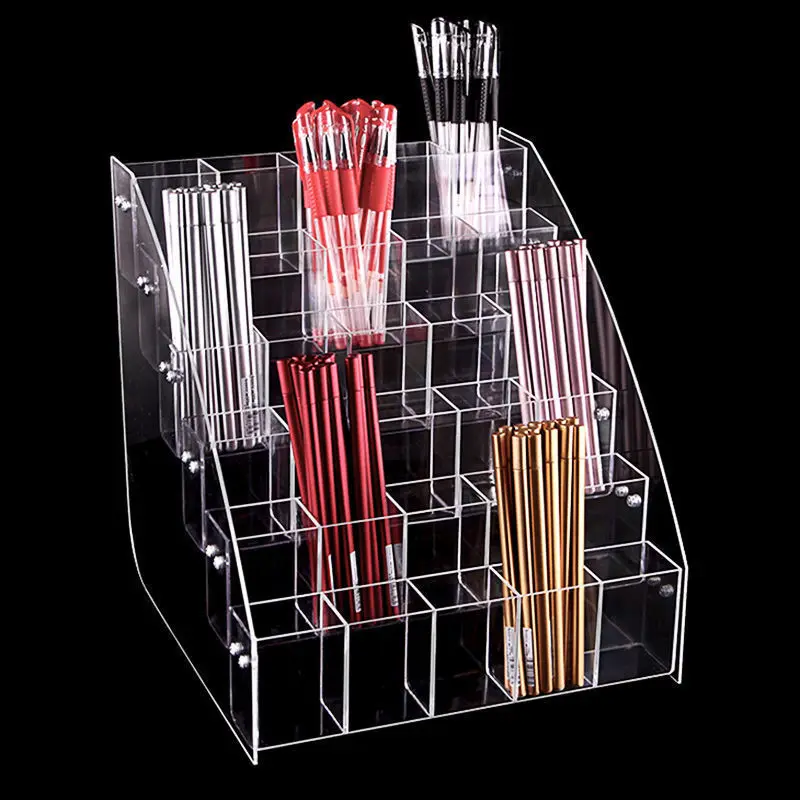 1-7 Tier Acrylic Pen Holder Stationery Store Storage Brush Case Display Stand Desktop Writing Pot Clear Writing Pencil Organiser 3