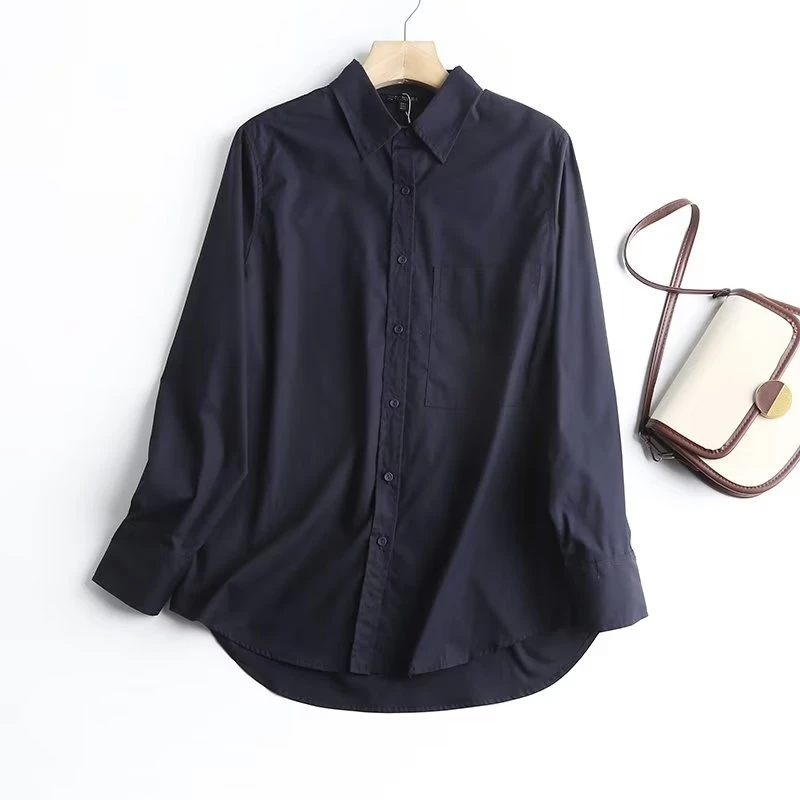 Dave&Di Blouse Casual 2023 Spring And Summer Big Pockets Women's Solid  Lady Shirt Retro Loose Fashion Cotton Top women blazer 2020 formal blazers lady office work suit pockets jackets coat slim black women blazer femme jackets fashion tide