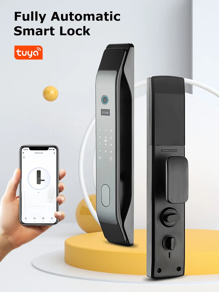 Waterpoof Tuya Wifi Fingerprint Smart Automatic Door Lock Password Nfc Card With