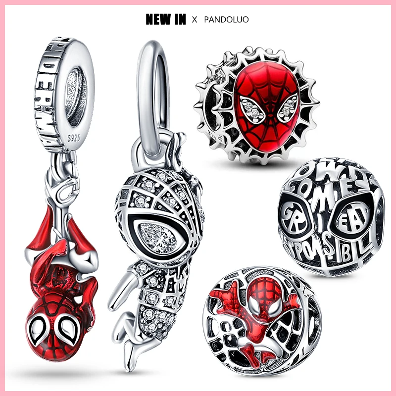 

New Marvel Series Spider Man Mask Charm Beads Fits Pandora Original Bracelet Women 925 Silver Pendant Beads DIY Jewelry Gift