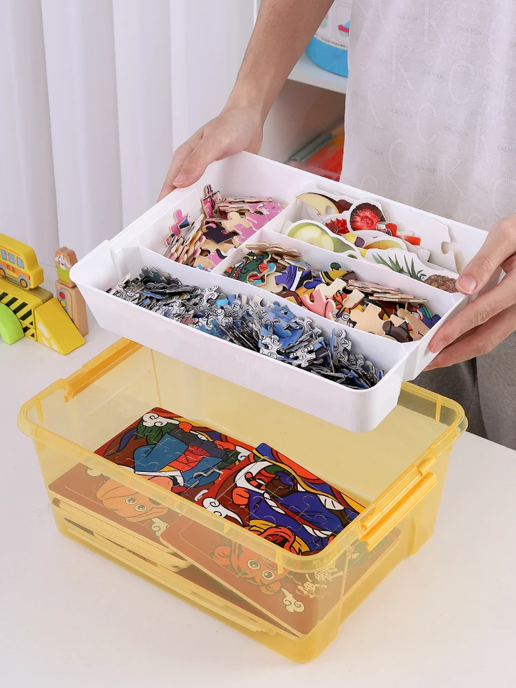 Boîte de rangement pour jouets lego, puzzle transparent, conteneur  réglable, pour enfants - AliExpress