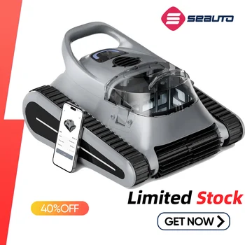 (2025 Nuovo) Aspirapolvere robotico per piscina Seauto Crab Pro, robot per arrampicata su pareti, adatto per pareti e pavimenti di 2000 piedi quadrati