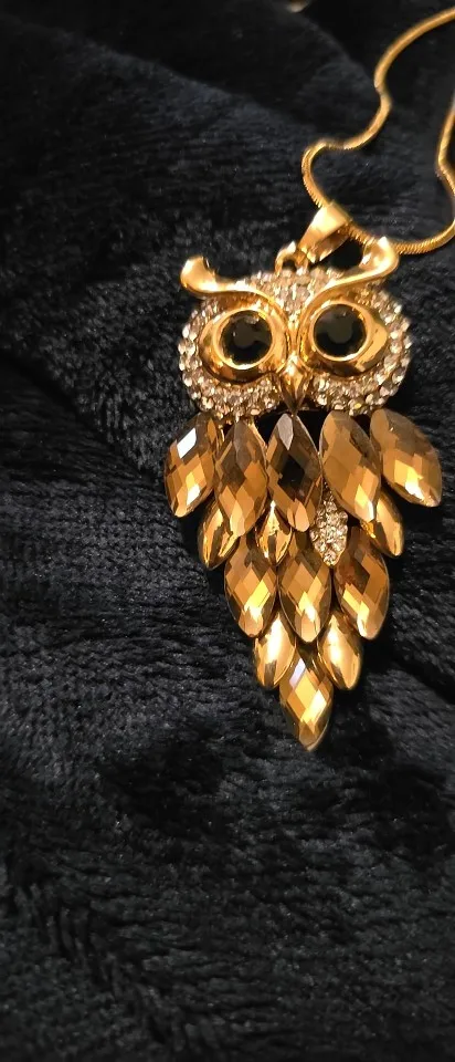 Long Opal Crystal Owl Pendant Necklace photo review