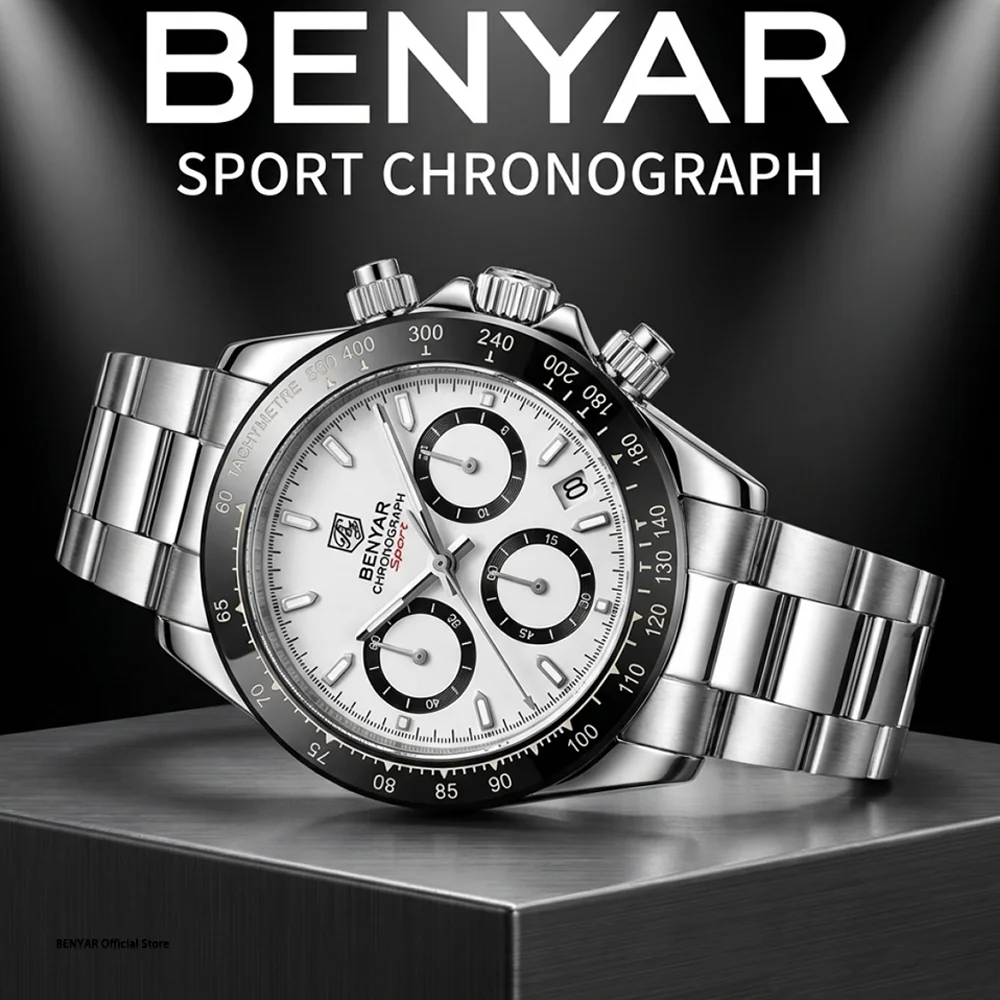 BENYAR Chronograph Sport Stainless Steel Quartz Watch thumbnail 2