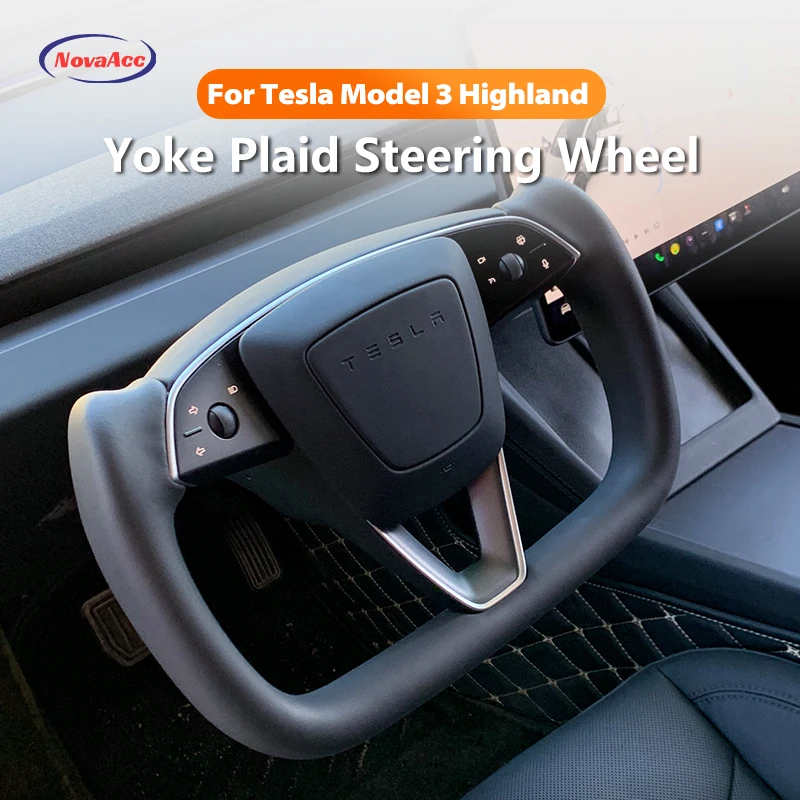 Novaacc Per Il 2024 Tesla Model 3 Highland Yoke Volante Riscaldamento Nero Bianco Modello X/S Plaid Yoke Style Accessori Per Auto