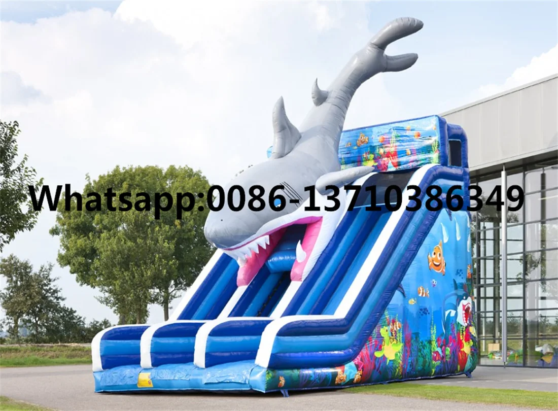 

Commercial hot-selling outdoor shark inflatable slide castle park BD-138