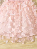 Summer Toddler  Kids  Girl's Clothes  Baby's Butterfly Decor Mesh Splicing Cami Dress Elegant Sleeveless Princess Dress 6