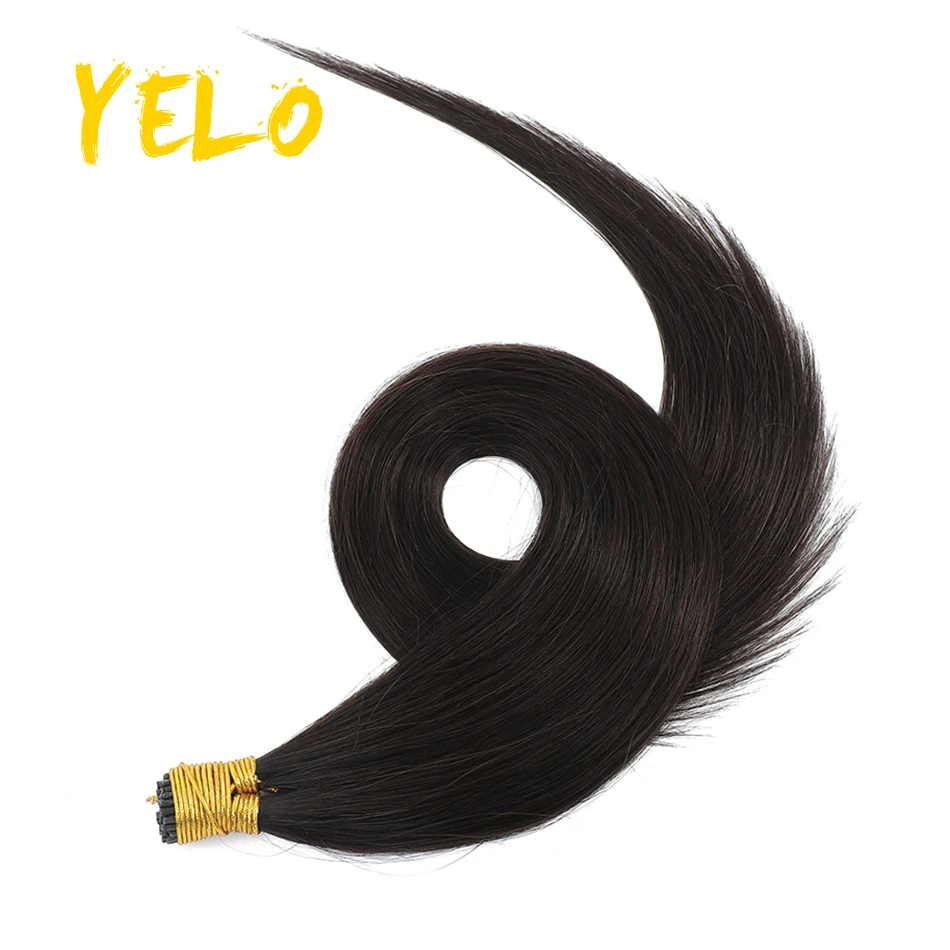 Yelo 12-26 Inch Double Drawn Straight I Tip Remy Human Hair Extensions Natural Fusion Keratin Capsules Hair Extensions 50pcs/Set
