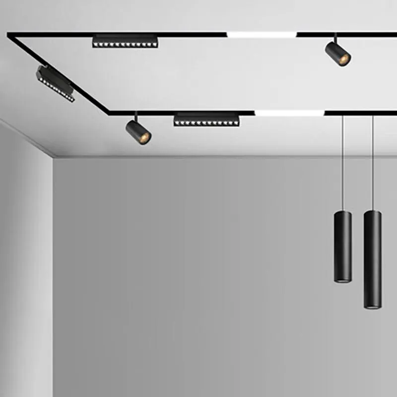 New Magnetic Track Light Dimmable Remote Control 48VLed Ceiling Lamp Track Rail Lighting No Main Light Design Spotlight 6