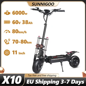 SUNNIGOO E-Scooter 6000W Doppio Motore 60V38Ah Batteria Forte Abilità di Arrampicata Fuoristrada Scooter Elettrico 11 "Pneumatico Freno Idraulico