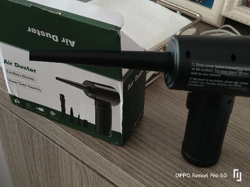 Plumero de aire portátil para limpieza de ordenador, soplador de aire comprimido inalámbrico de 51000RPM con luz LED para PC, ordenadores, teclado limpio photo review