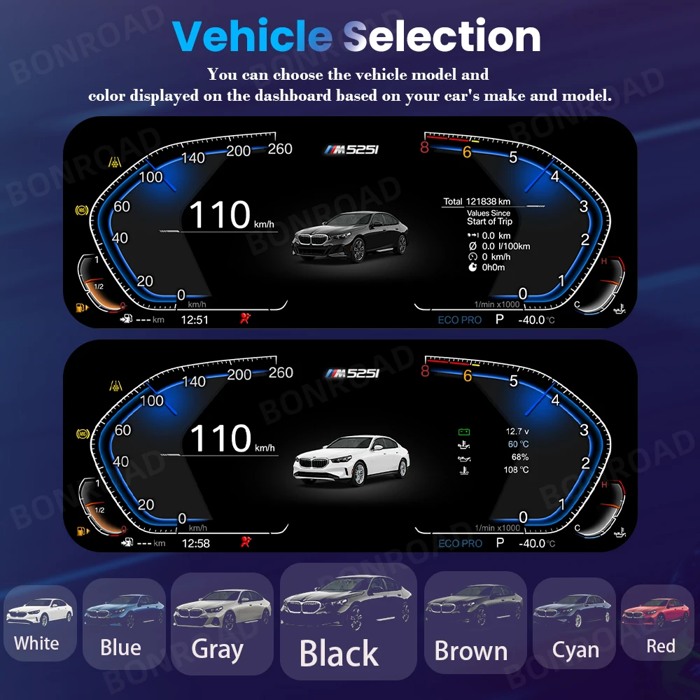 BONROAD 11 "LCD grupo de instrumentos digitales Panel de tablero CarPlay Android Auto para BMW 1 serie E81 E82 E87 E88 Navi velocímetro 6