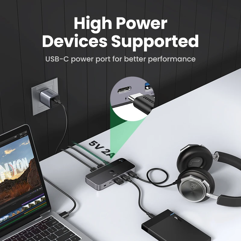 UGREEN USB Switch USB 3.0 Switcher Switch for PC Keyboard Mouse Printer 2 PCs Sharing 4 Devices USB Switch