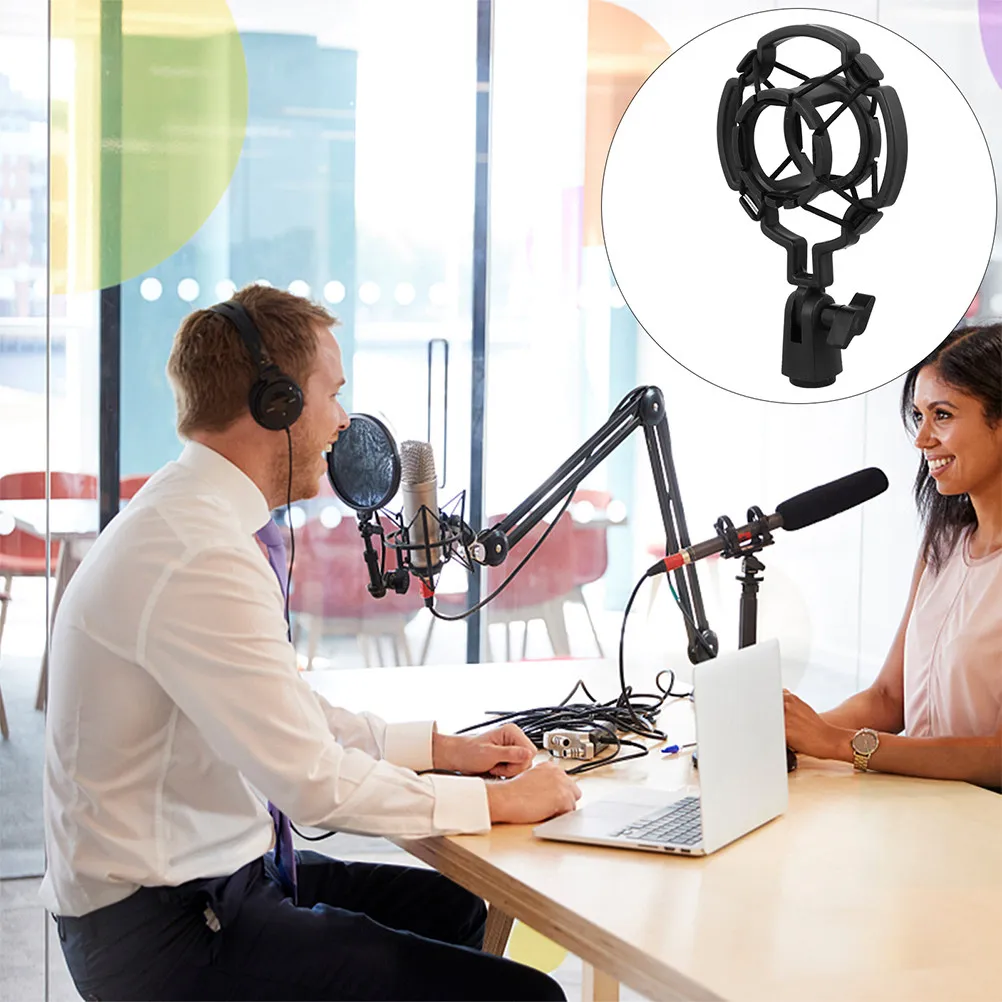 유니버설 프로페셔널 콘덴서 마이크 쇼크 마운트, 대형 다이어프램 마이크 스탠드, 레코딩 마이크 충격 흡수 장치, 블랙