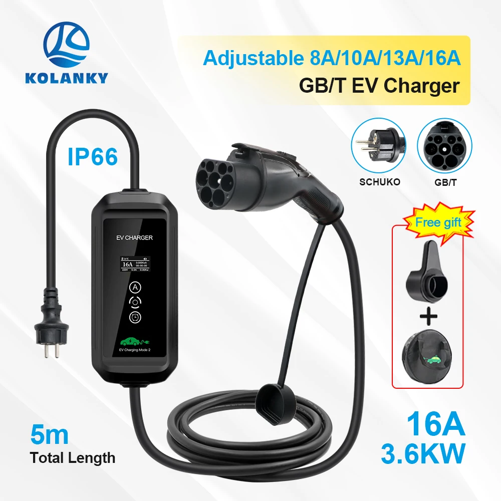 Caricabatterie Portatile 16A 3.6Kw Ev Gbt 20234.2 Spina Wallbox Ricarica Per Veicoli Elettrici Chery Cinesi Cavo Per Auto Ibride 5M