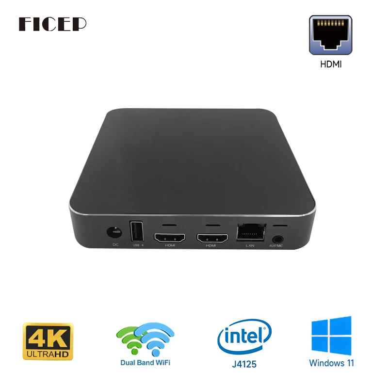 

GK7 Intel J4125 Mini PC 4K 60Hz HDMI-Compatible RJ45 WiFi Gaming Computer Supports USB3.0 TPM2.0 BT4.2 For Desktop Mini Computer
