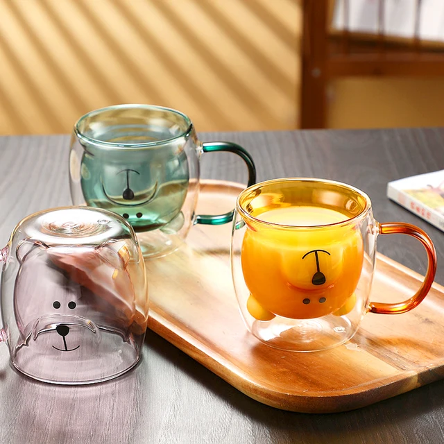 Creative Glass Cups Transparent Animal Fun Coffee Mugs Milk Juice Coffee  Cup Water Cup Drinking Glasses Breakfast Cup, Honey Cup