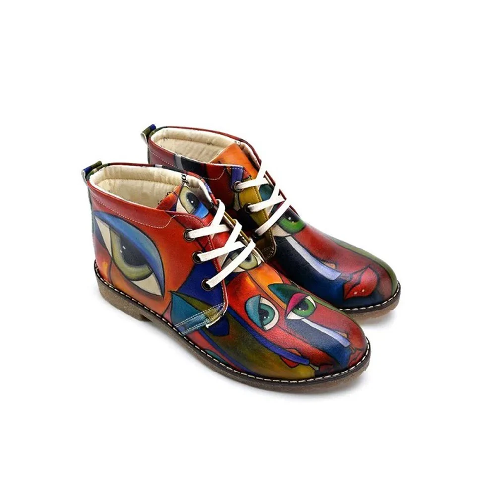 

Women's Multicolor Vegan Leather Ankle Winter Boots Autumn shoes Women Thick Short Booties