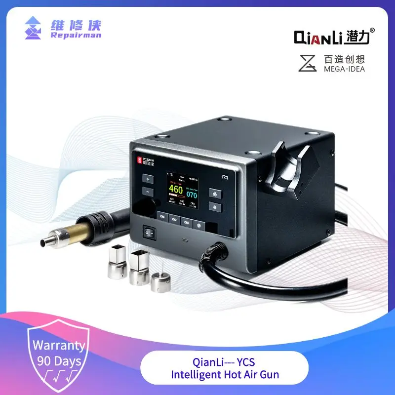 QianLi YCS 지능형 핫 에어 건, 곡선 모드, 빠른 정밀 온도, LCD 1000W, 220V, 110V, 납땜 재작업 용접, R1