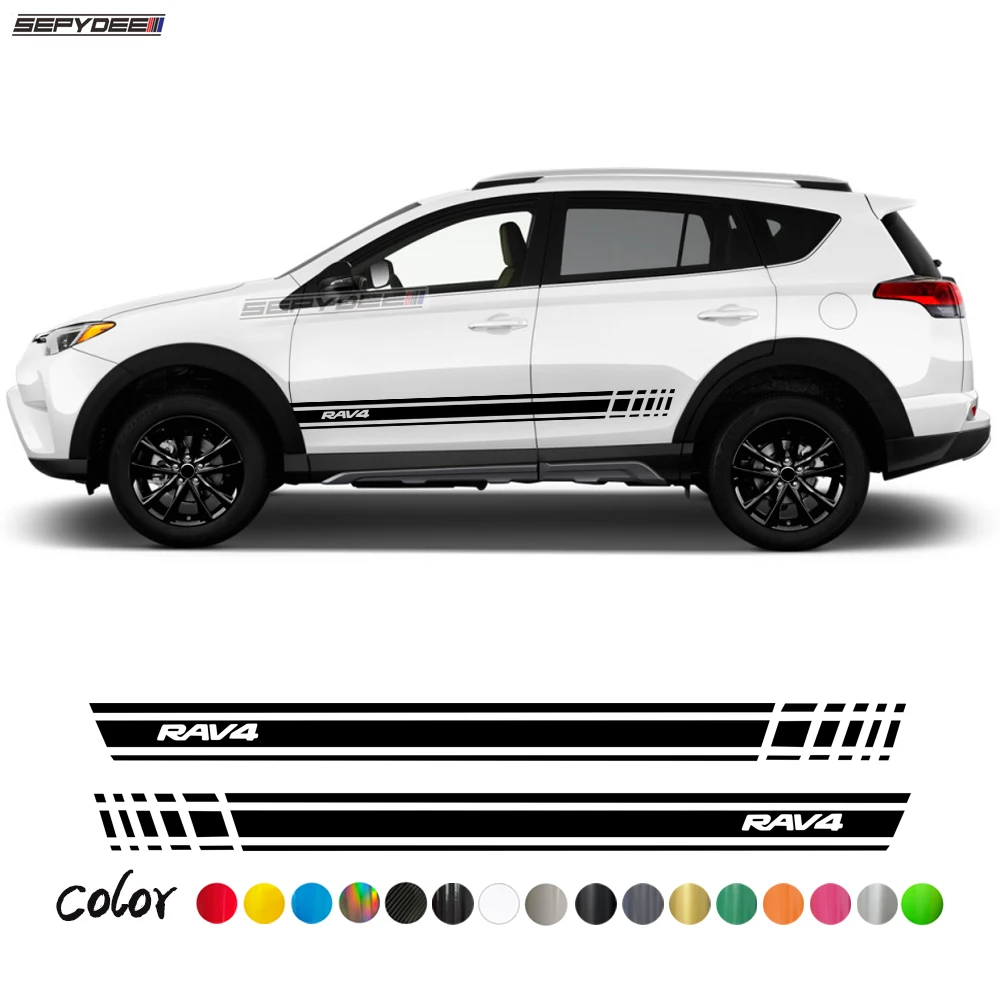 2Pcs Car Styling Door Side Skirt Sticker Auto Body Long Stripes