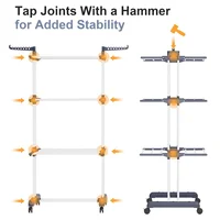 Clothes Drying Rack,4-Tier Foldable Stainless Steel Drying Rack Clothing, Movable Drying Rack 4 castors,for Bed Linen,Clothing 2