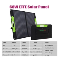 Panneau solaire pliable 60W avec USB-C, USB-A, DC, 18V, chargeur solaire portable efficace, étanche pour téléphone portable, batterie externe, extérieur, camping, camping-car, fourgonnette 3