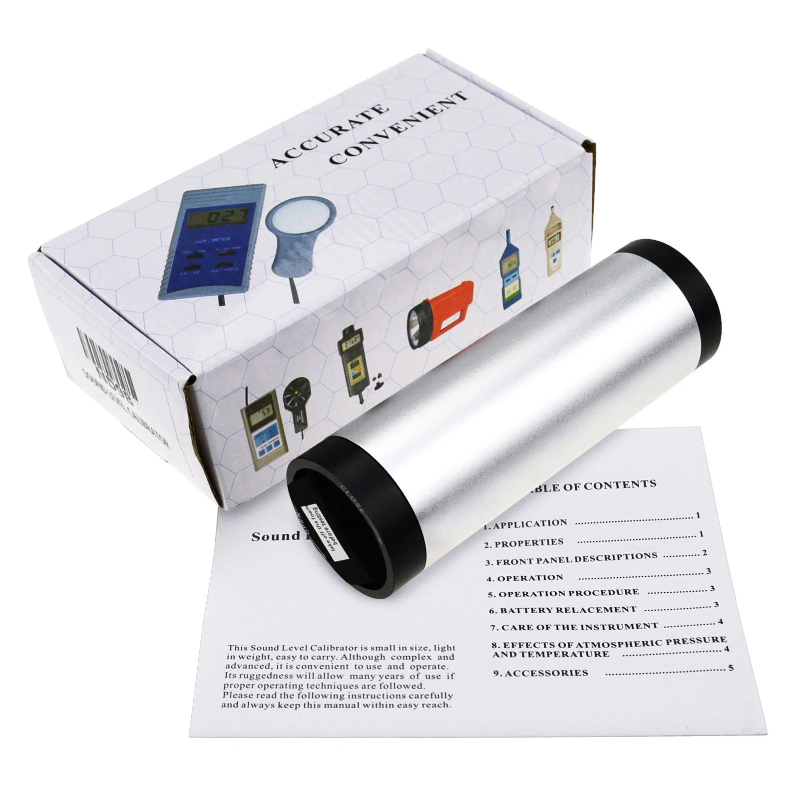 Handheld Digital Sound Noise Level Calibrator for Sound Level Meter 94dB & 114dB Class I w/ Battery +/-0.3 db Accuracy 4