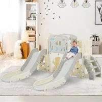 8-in-1 Toddler slide Children Playground Set Children slide With Bow Tunnel Basketball Hoop And Telescope Double Slides For