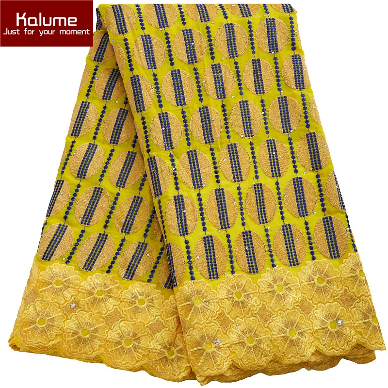 

Kalume Yellow African Dry Cotton Lace Fabric 2022 High Quality Nigerian Swiss Voile Lace Fabric For Wedding Dress Sewing F2988
