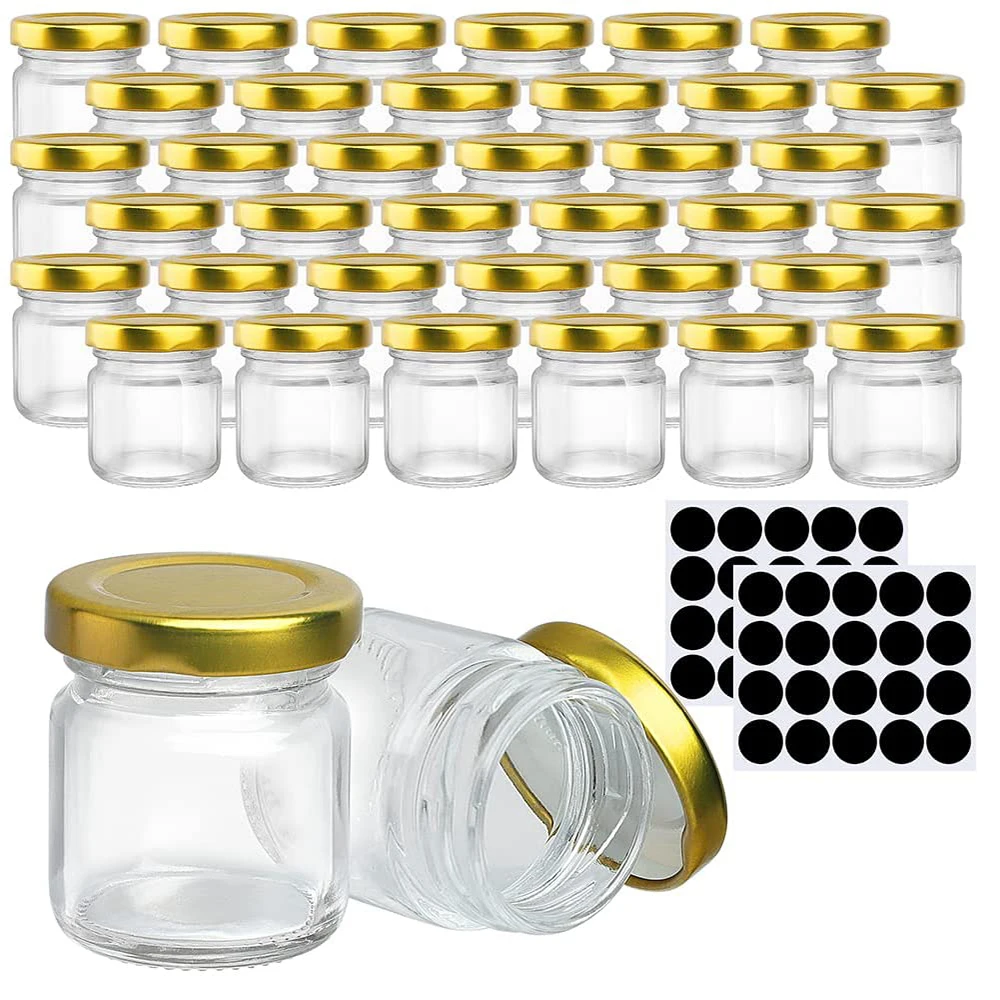 BULK LOT Small Glass Mason Jar With Black Lids 150ml Mini Round Glass Jars  for Honey Jam Spices Canning Party Wedding Favours Bomboniere 