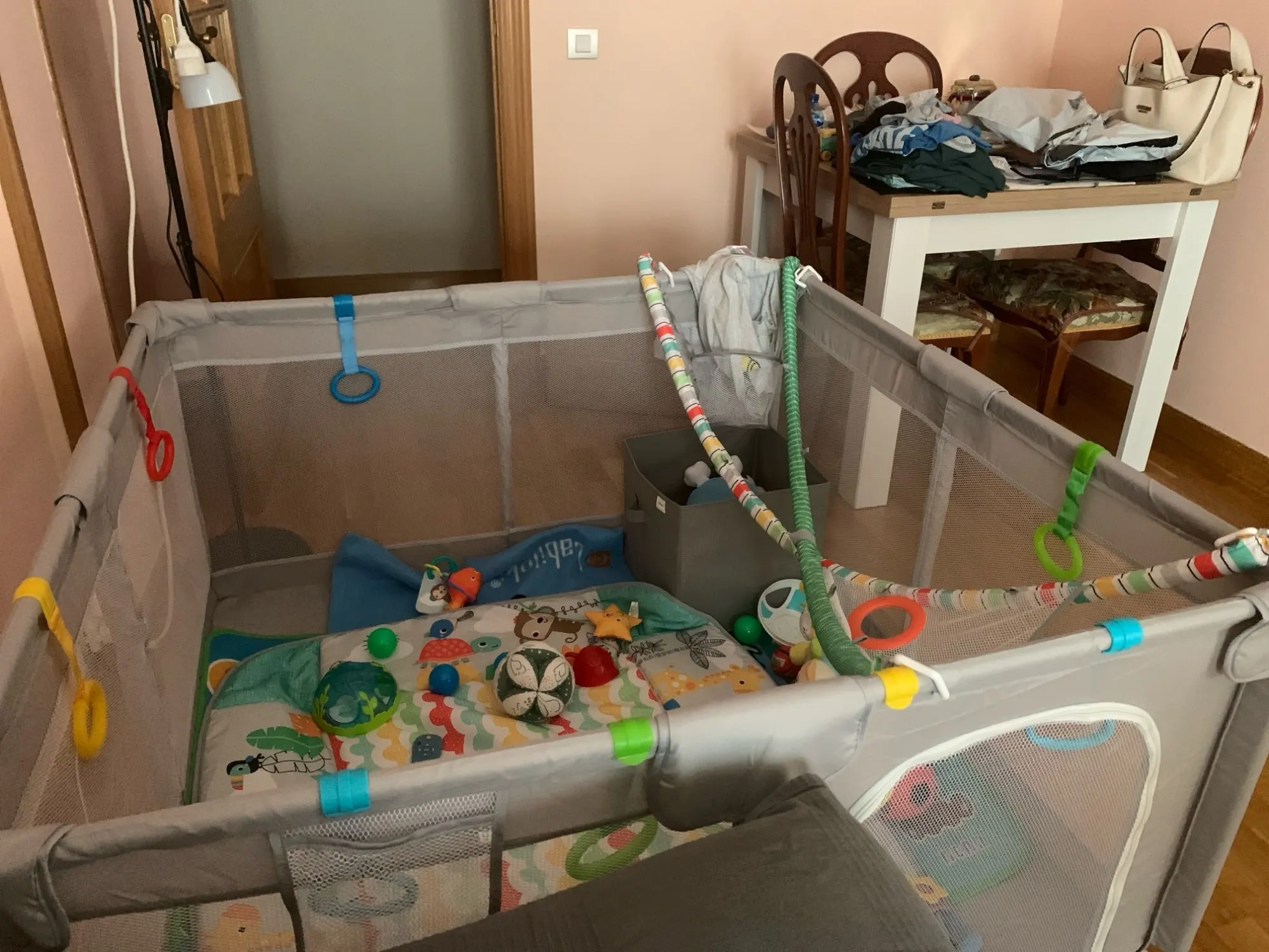 IMBABY Baby Playpen - Light Gray Play Yard with Pull Ring for Safe Play and Fun photo review