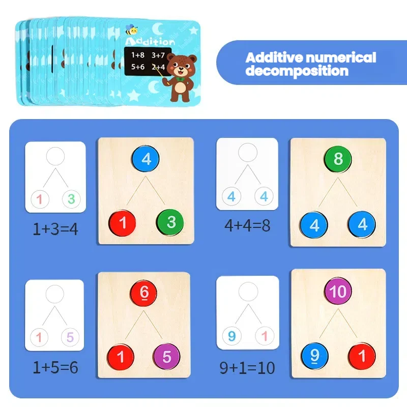 Kids Math Early Education Teaching Aids Wooden Digital Decomposition Arithmetic Montessori Toy Number Cognition Counting Toys - 3