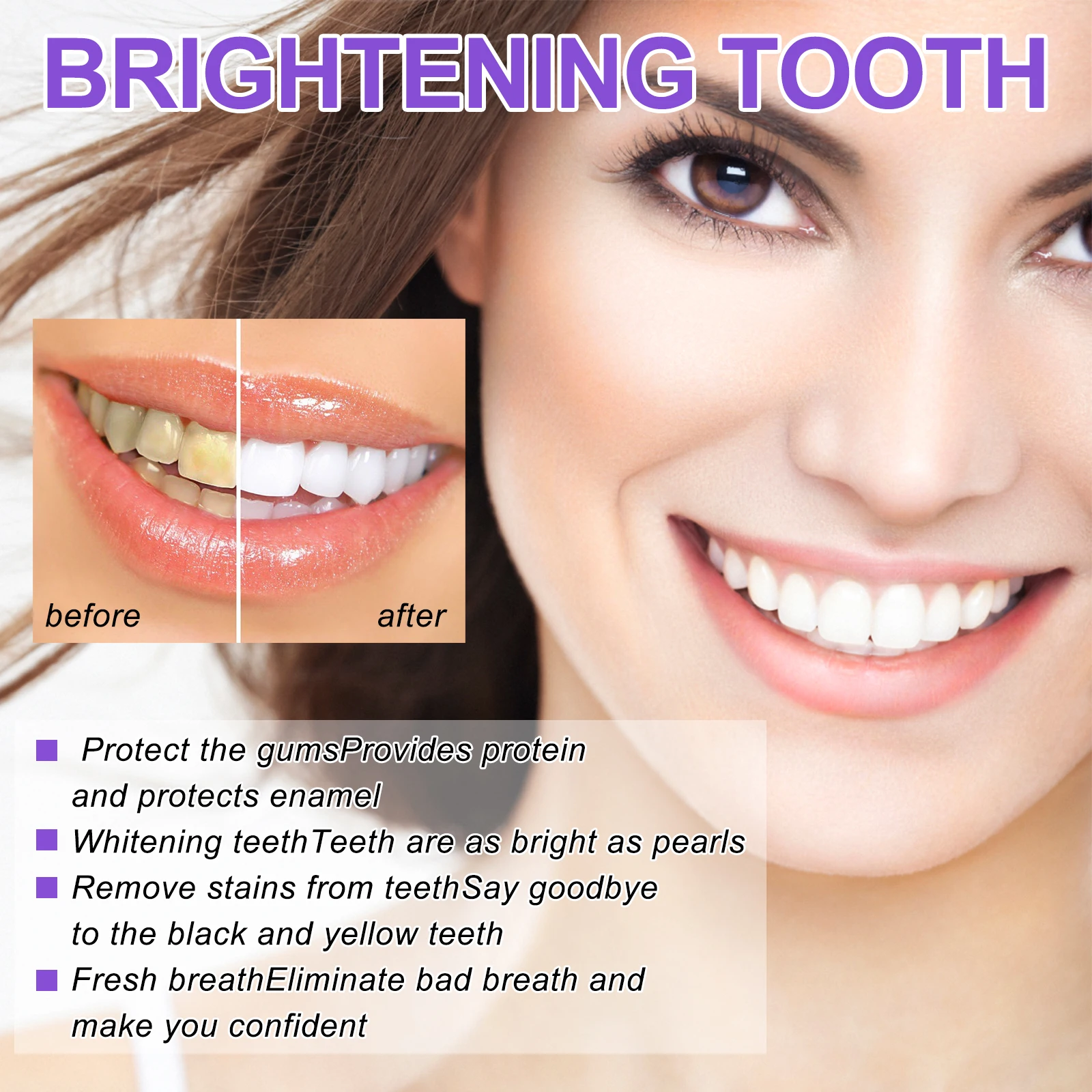 EELHOE Purple Whitening Toothpaste Prevent Decay Remove Tartar and Plaque Cleaning Stubborn Stains Dental Care Toothpaste
