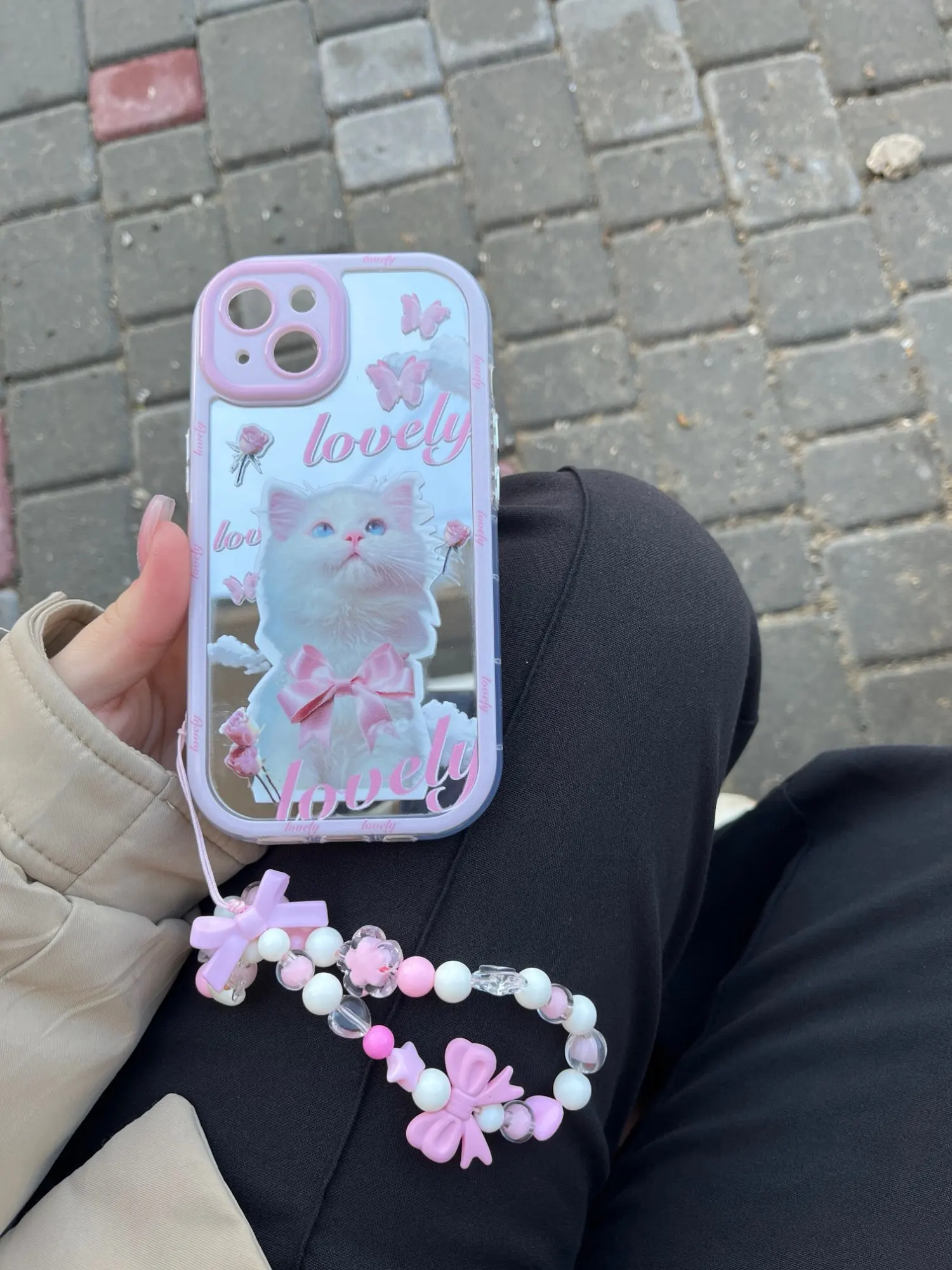 Pink Cat iPhone Case, customer photo