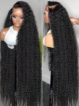 42 Inch Deep Wave Lace Front Wigs Human Hair 13x4 13x6 HD Lace Front Wigs for Women Pre Plucked Brazilian Curly Human Hair Wig 1