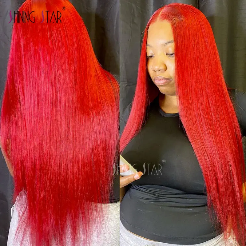 

13X4 Lace Wigs Red Burgundy 13X6 Hd Lace Frontal Wig Human Hair Straight 99J Colored Lace Front Human Hair Wig PrePlucked 34Inch