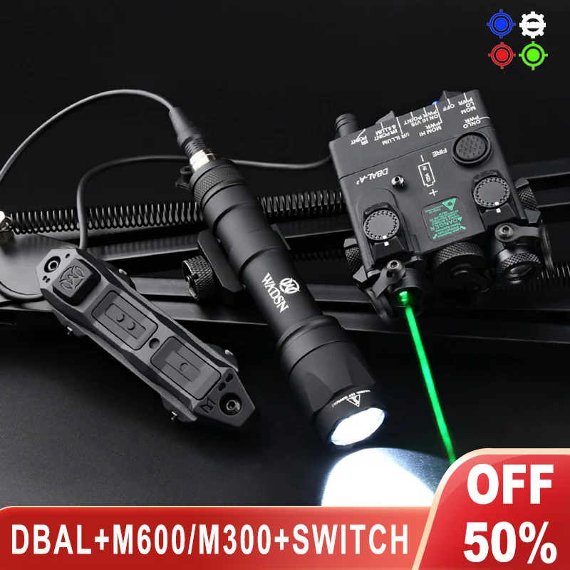WADSN DBAL A2 Green Laser Sight Surefir M600 M300 Tactical Flashlight
