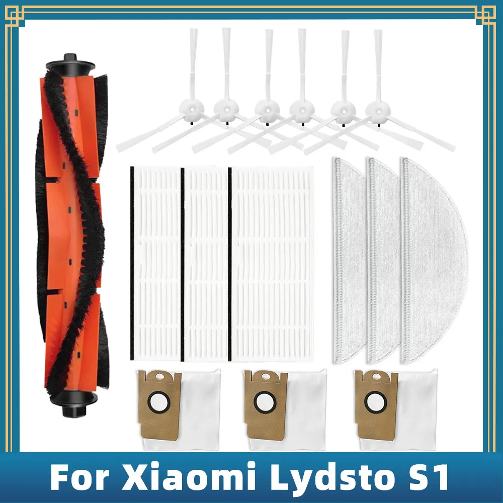 Robô Vácuo Peças de Reposição para Xiaomi Lydsto s1 Escova Principal Escova Lateral Filtro Hepa Mop Rag Bolsa de Poeira Acessórios