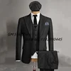 2022Men's 3-piece Suit (Jacket+Vest+Pants) Herringbone Lapel Solid Color Single-breasted Handsome British Style Suitable Wedding 3
