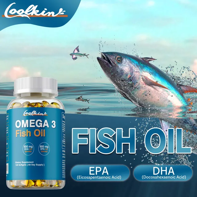 2147-a7abb5.jpg Omega 3 Fish Oil - with DHA & EPA - Supports Brain, Nervous System, Cardiovascular, Skin Health, Antioxidant - 120 Capsules