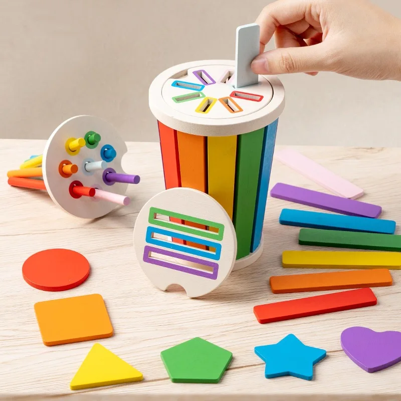 Montessori Color Sorting Matching Toys Wooden Shape Recgnition Toy Kids Math Learning Educational Toys Todders Fine Motor Gifts early education toys educational toys wooden toy montessori toys color sorting game